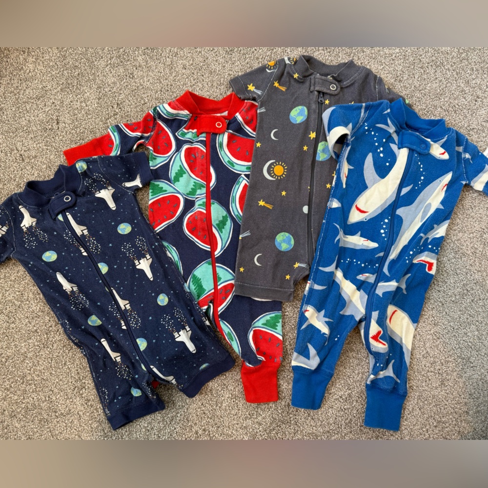 Hanna Anderson lot of 4 zip ups. Kids Space and Shark Themed One Piece Set